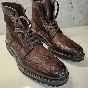 Magnanni Dark Brown Leather and Suede Boots